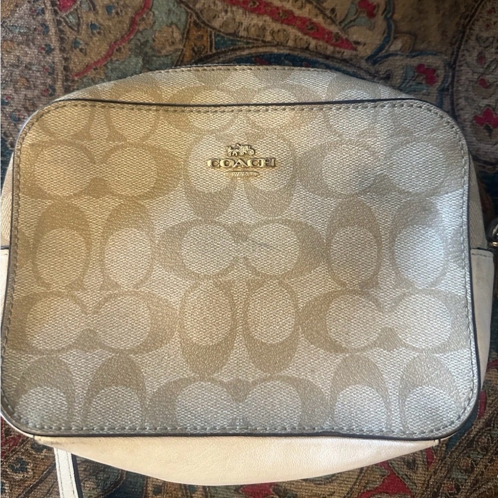 Coach Tan/beige Monogram RARE crossbody bag VINTAGE